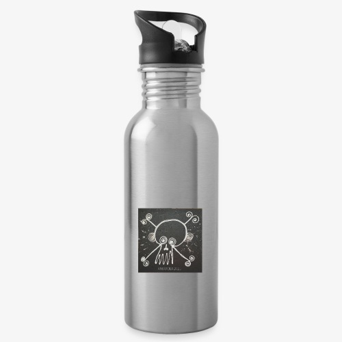 Schwarzen ARA - Trinkflasche mit integriertem Trinkhalm