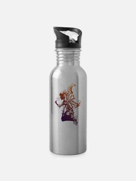 Blumenelfe OL - Trinkflasche mit integriertem Trinkhalm - Lightsilver