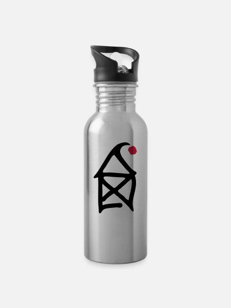 Haus vom Nikolaus - Water bottle with straw - silver