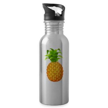 Ananas - Trinkflasche mit integriertem Trinkhalm - Lightsilver - Rechts