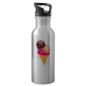 Ice Eiswaffel Eiskugel Süss - Trinkflasche mit integriertem Trinkhalm - Lightsilver - Rechts
