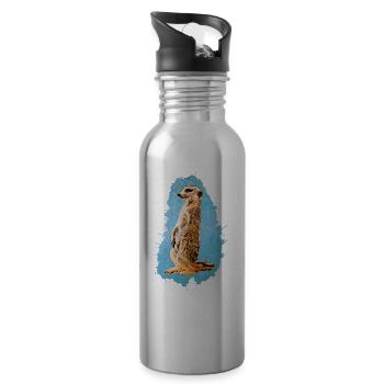 Meerkat - Blue - Water bottle with straw - silver - Right