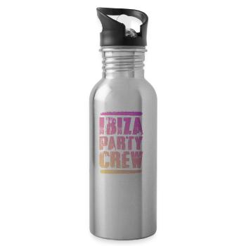 Ibiza Party Crew Bunt - Trinkflasche mit integriertem Trinkhalm - Lightsilver - Rechts