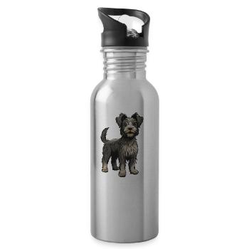 Yorkshire Terrier Hund Tier - Trinkflasche mit integriertem Trinkhalm - Lightsilver - Rechts