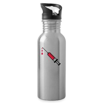 Spritze Blut - Trinkflasche mit integriertem Trinkhalm - Lightsilver - Rechts