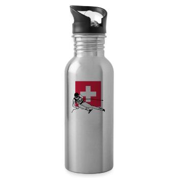 ski - alpine - apres - schweiz - Trinkflasche mit integriertem Trinkhalm - Lightsilver - Rechts