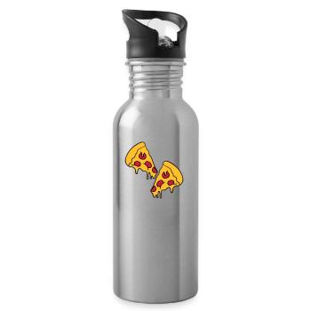 2 pizza tropfend käse salami stücke - Trinkflasche mit integriertem Trinkhalm - Lightsilver - Rechts