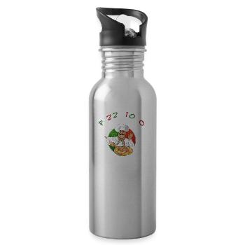 Pizzabäcker Pizzaiolo Pizza - Trinkflasche mit integriertem Trinkhalm - Lightsilver - Rechts