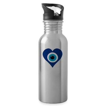 Nazar als Herz - Trinkflasche mit integriertem Trinkhalm - Lightsilver - Rechts
