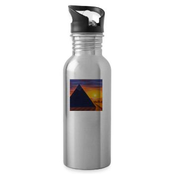 Great Pyramid - Water bottle with straw - silver - Right