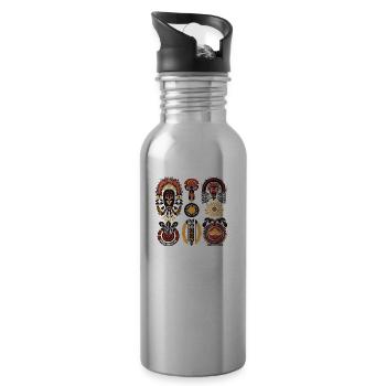 African folklore - Water bottle with straw - silver - Right