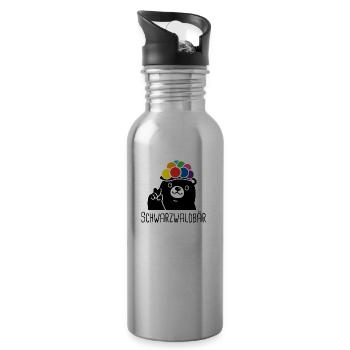 Schwarzwaldbär - Trinkflasche mit integriertem Trinkhalm - Lightsilver - Rechts