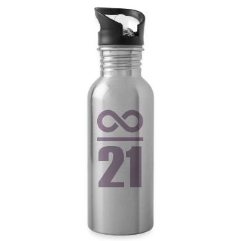 Unendlich durch 21 Millionen Bitcoin - Trinkflasche mit integriertem Trinkhalm - Lightsilver - Rechts