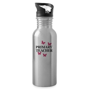 Grundschullehrer Retro gewellte Schmetterlinge - Trinkflasche mit integriertem Trinkhalm - Lightsilver - Rechts