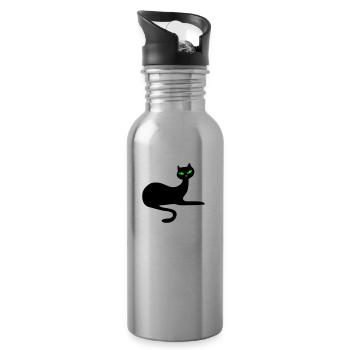 Retro chat noir élégance par Patjila - Gourde avec paille intégrée - argent clair - Droite