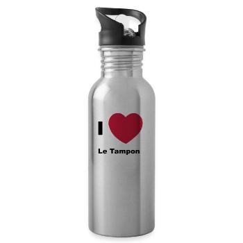 i love the tampon - Water bottle with straw - silver - Right