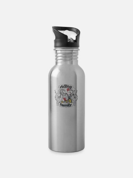 riding family - Water bottle with straw - silver