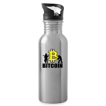 Bitcoin Satoshi Nakamoto - Trinkflasche mit integriertem Trinkhalm - Lightsilver - Rechts