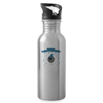 Funny Santa Claus - Merry Christmas - Water bottle with straw - silver - Right