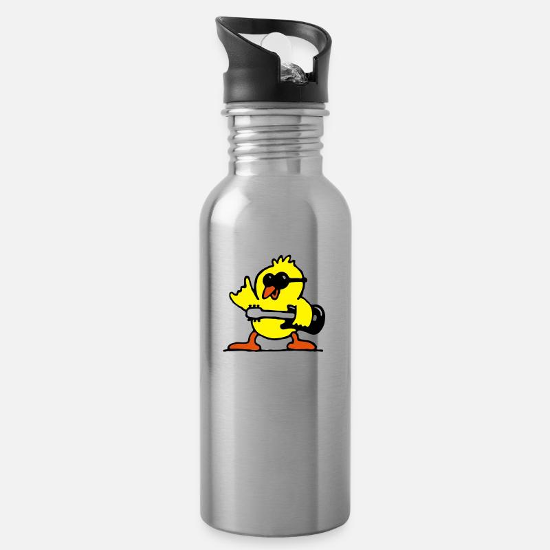 guitar rock chick - Water bottle with straw - silver