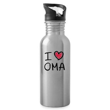 I love Oma - Trinkflasche mit integriertem Trinkhalm - Lightsilver - Rechts