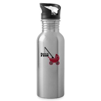born to fish (pram, 2c) - Trinkflasche mit integriertem Trinkhalm - Lightsilver - Rechts