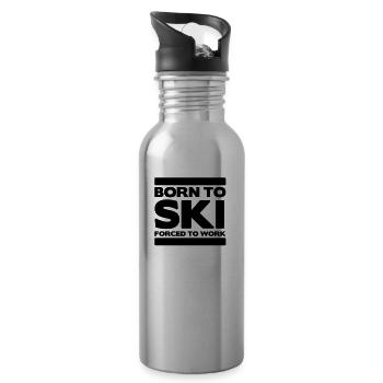 born to ski forced to work 02 - Trinkflasche mit integriertem Trinkhalm - Lightsilver - Rechts