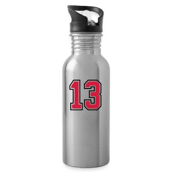 13 sports jersey football number - Water bottle with straw - silver - Right