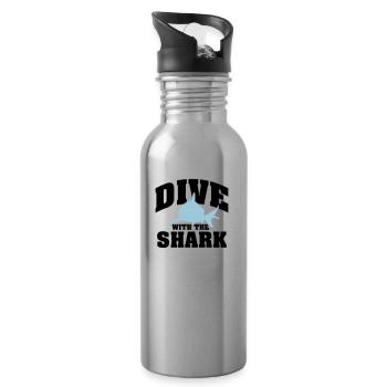 Tauchen: Dive with the shark - Trinkflasche mit integriertem Trinkhalm - Lightsilver - Rechts
