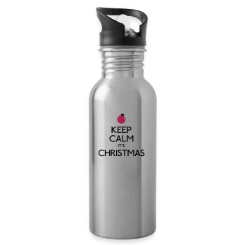 Keep Calm Christmas - Trinkflasche mit integriertem Trinkhalm - Lightsilver - Rechts