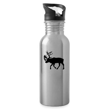 caribou - reindeer - christmas - xmas - Water bottle with straw - silver - Right