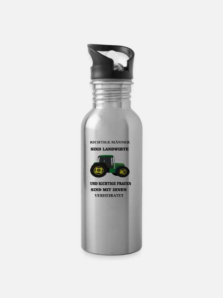 landwirte - Trinkflasche mit integriertem Trinkhalm - Lightsilver