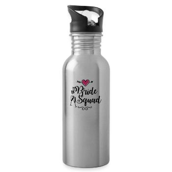 bride squad heart - Trinkflasche mit integriertem Trinkhalm - Lightsilver - Rechts