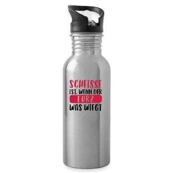 SCHEISSE IST, WENN DER FURZ WAS WIEGT - Trinkflasche mit integriertem Trinkhalm - Lightsilver - Rechts