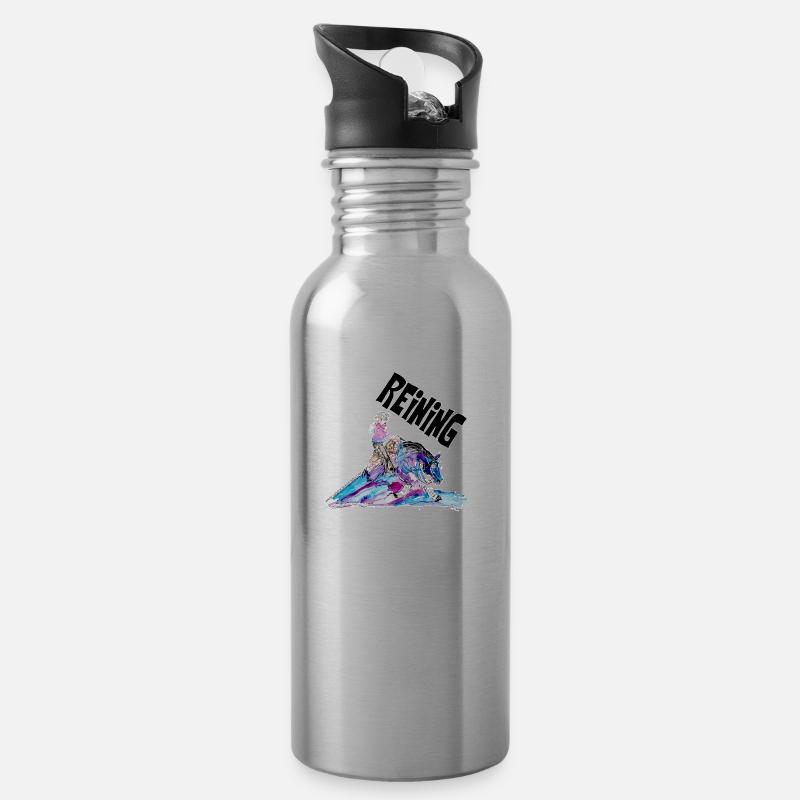 REINING - Trinkflasche mit integriertem Trinkhalm - Lightsilver