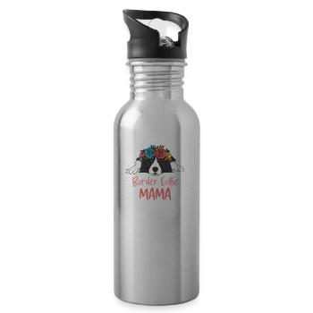 BORDER COLLIE MAMA - Gourde avec paille intégrée - argent clair - Droite