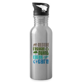 Planet Save Animals Recycle Plant Care Earth - Gourde avec paille intégrée - argent clair - Droite