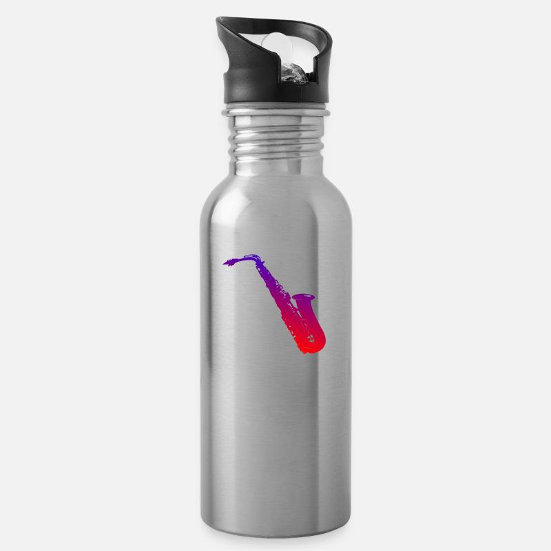 Saxophone - Water bottle with straw - silver