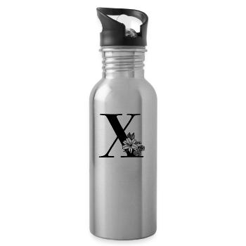 Buchstabe X - Trinkflasche mit integriertem Trinkhalm - Lightsilver - Rechts