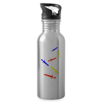 Schwert Icon Symbol - Trinkflasche mit integriertem Trinkhalm - Lightsilver - Rechts