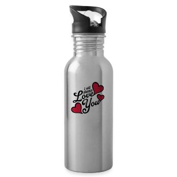 I will always love - Water bottle with straw - silver - Right