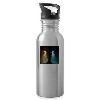 Dimensionsriss - Trinkflasche mit integriertem Trinkhalm - Lightsilver - Rechts