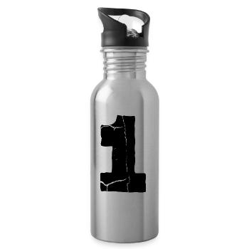 1 number jersey - Water bottle with straw - silver - Right
