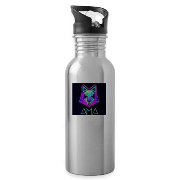 Animal Potrait NEON PopArt - Trinkflasche mit integriertem Trinkhalm - Lightsilver - Rechts