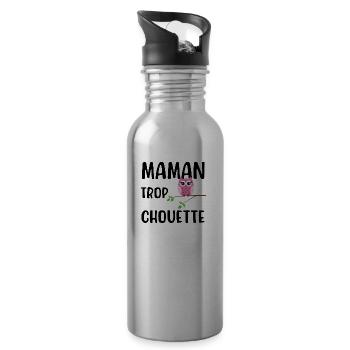 Maman trop chouette cadeau original mère noël - Gourde avec paille intégrée - argent clair - Droite