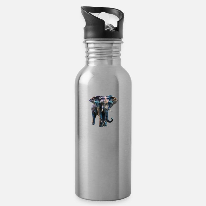 Elephant iriszierend II - Trinkflasche mit integriertem Trinkhalm - Lightsilver