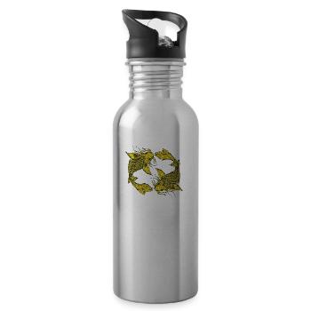 Japanischer Koi-Karpfenfisch Zeichnung 14034 A - Trinkflasche mit integriertem Trinkhalm - Lightsilver - Rechts