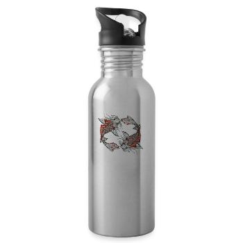 Japanischer Koi-Karpfenfisch Zeichnung 14035 A - Trinkflasche mit integriertem Trinkhalm - Lightsilver - Rechts