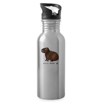 Capybara Chill Mode - Trinkflasche mit integriertem Trinkhalm - Lightsilver - Rechts