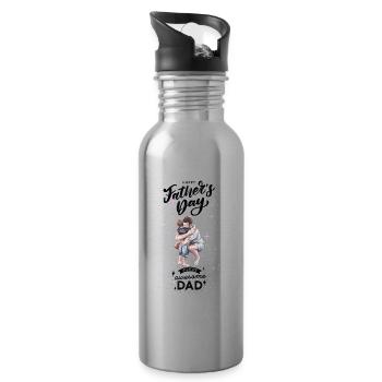 Vatertag-Alles Gute zum Vatertag - Trinkflasche mit integriertem Trinkhalm - Lightsilver - Rechts